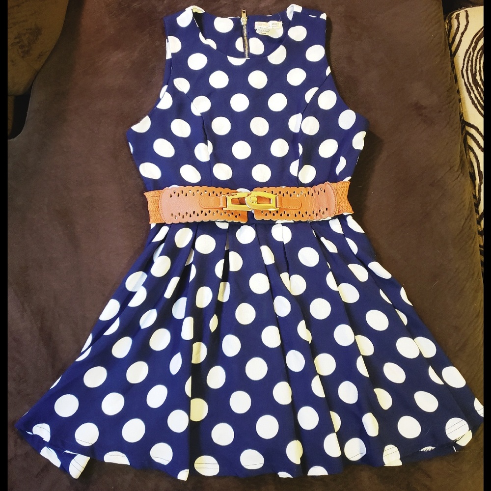 Navy Polka Dot Dress